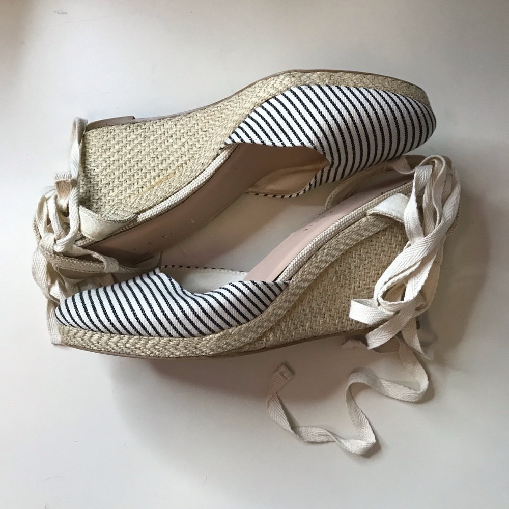 Kelly & Katie Tan Striped Wedges Size 9.5